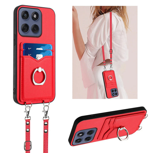 Ring Holder Case For Moto Edge 60 Fusion 60S 50 Neo X50 Ultra Pro G34 G35 G45 G55 G85 G Stylus 5G Crossbody Strap Leather Cover