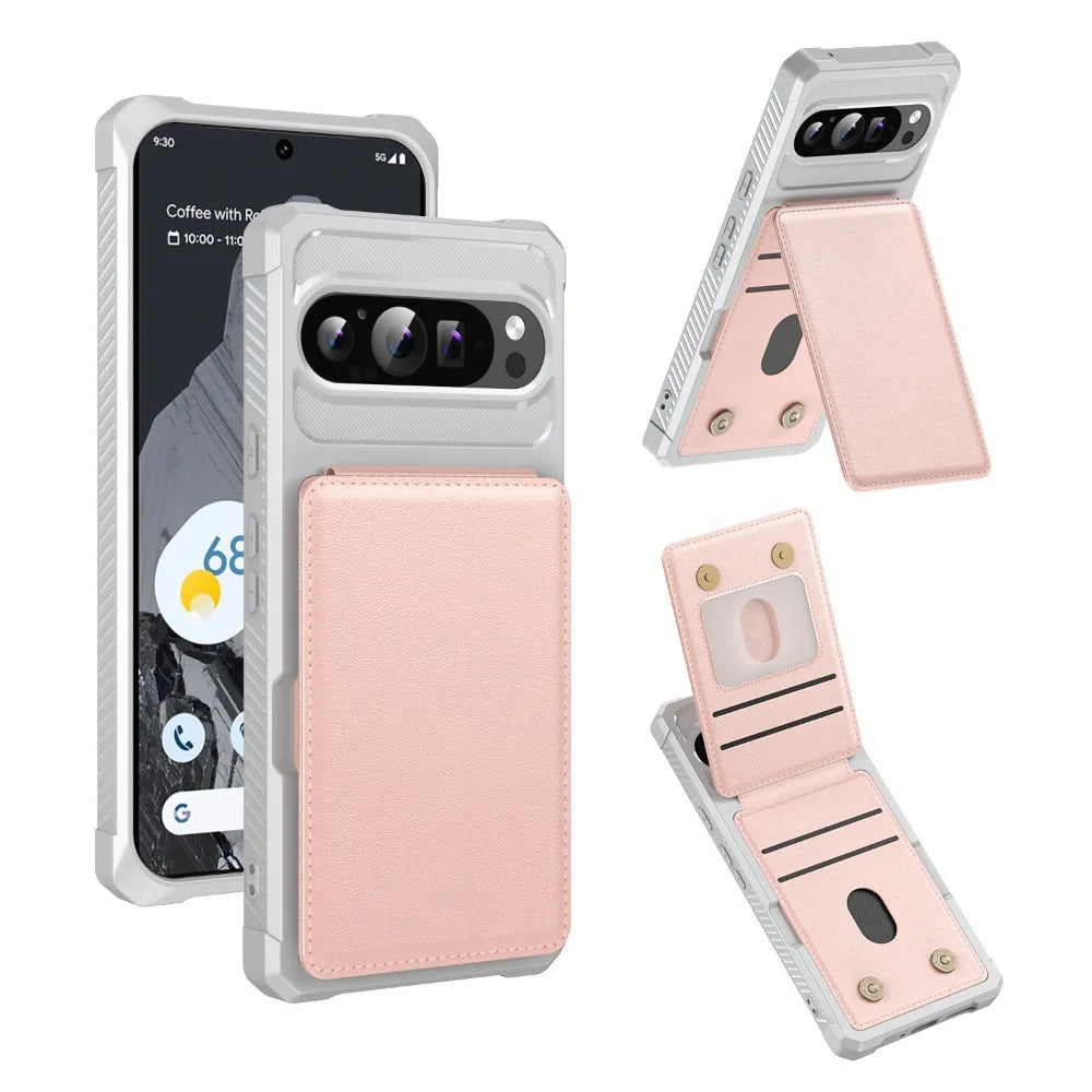 Card Slots Magnetic Foldable Kickstand Case for Google Pixel 11 10 9 Pro XL 8 7 Pro 10A 9A 8A 7A Luxury PU Leather Wallet Cover