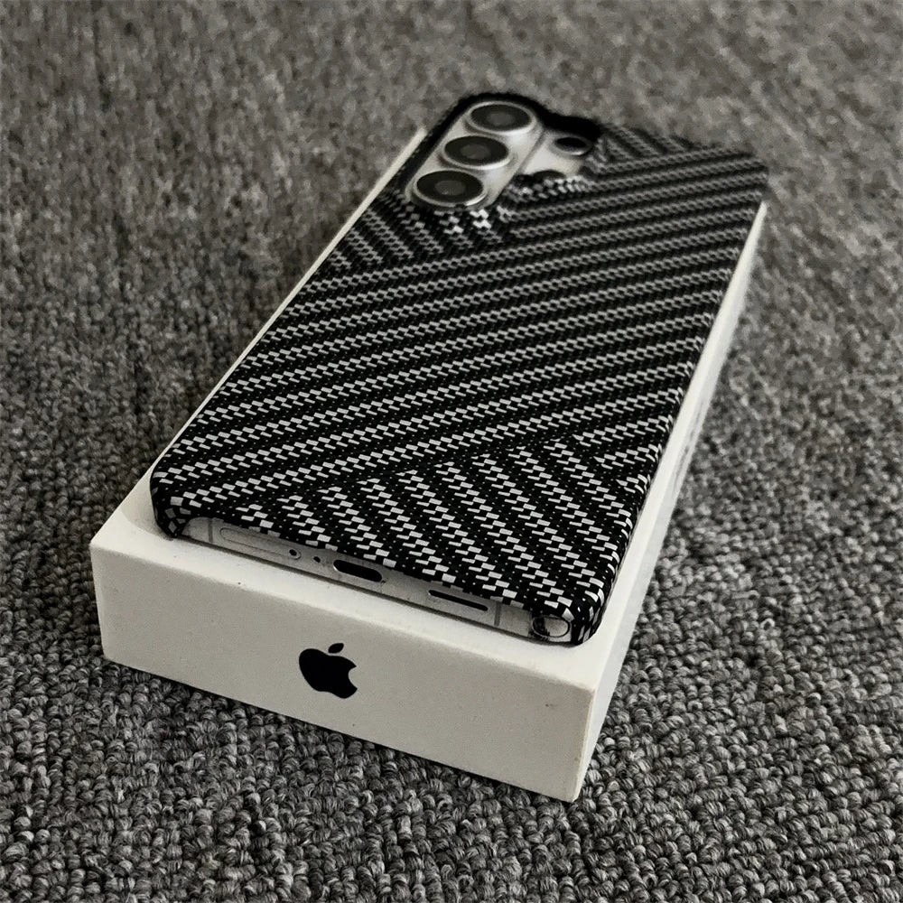 Kevlar Twill Striped Magnetic Frosted Phone Case for Samsung S26 S25 S24 Plus S23 Ultra Wireless Charge Carbon Fiber Thin Cover