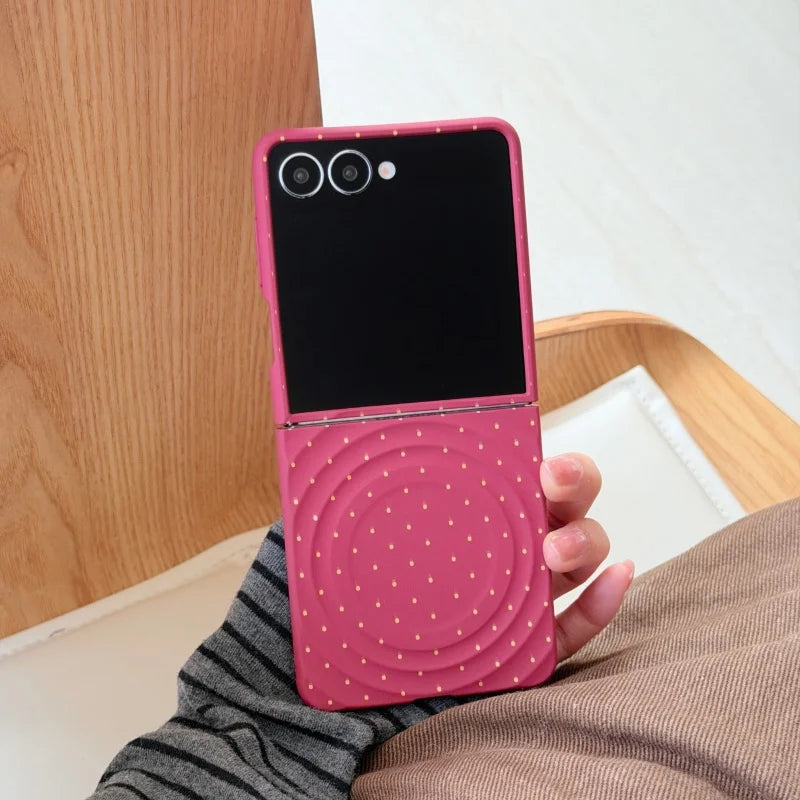 Korean Candy Color Polka Dot Magnetic Phone Case For Samsung Galaxy Z Flip 7 6 5 4 3 Z Flip6 ZFlip7 Hard Cover For Magsafe Cases