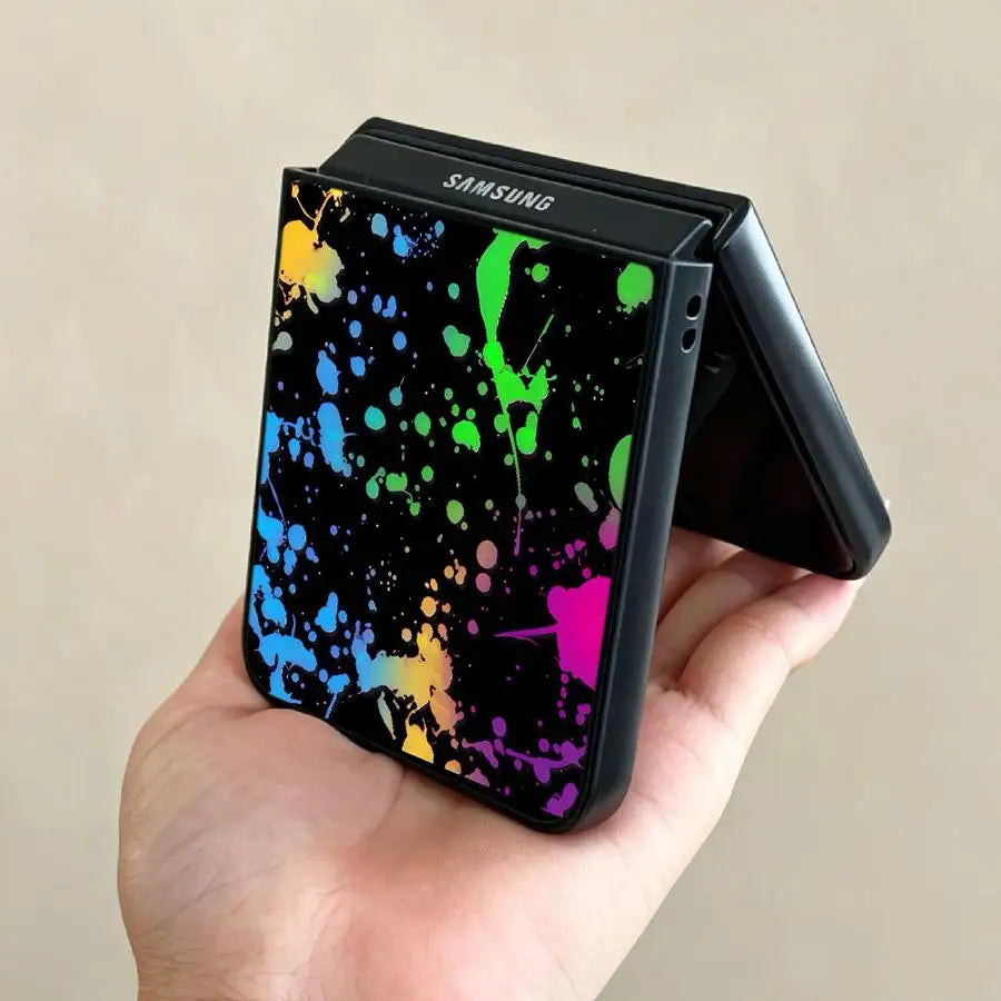 Rainbow Paint Splatters Back Phone Cover Funda Case for Samsung Galaxy Flip6 Z Flip 7 6 5 4 3 Flip7 FE Flip5 Flip4 Flip3