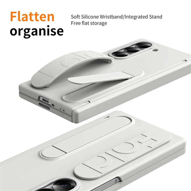 Wristband Holder Hinge Phone Case For Samsung Galaxy Z Fold 7 6 5 4 3 With Pen Slot & S Pen Screen Protector Film Protect Cover