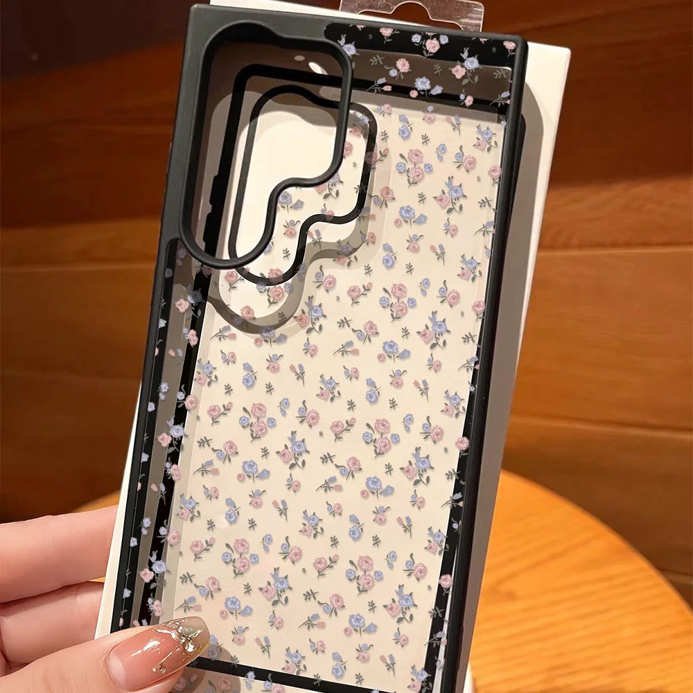 Floral Shockproof Phone Case For Samsung A16 A56 5G A55 A54 A36 A17 A15 A16 A07 S25 S26 Ultra S24 FE S23 Clear Hard Cover Fundas