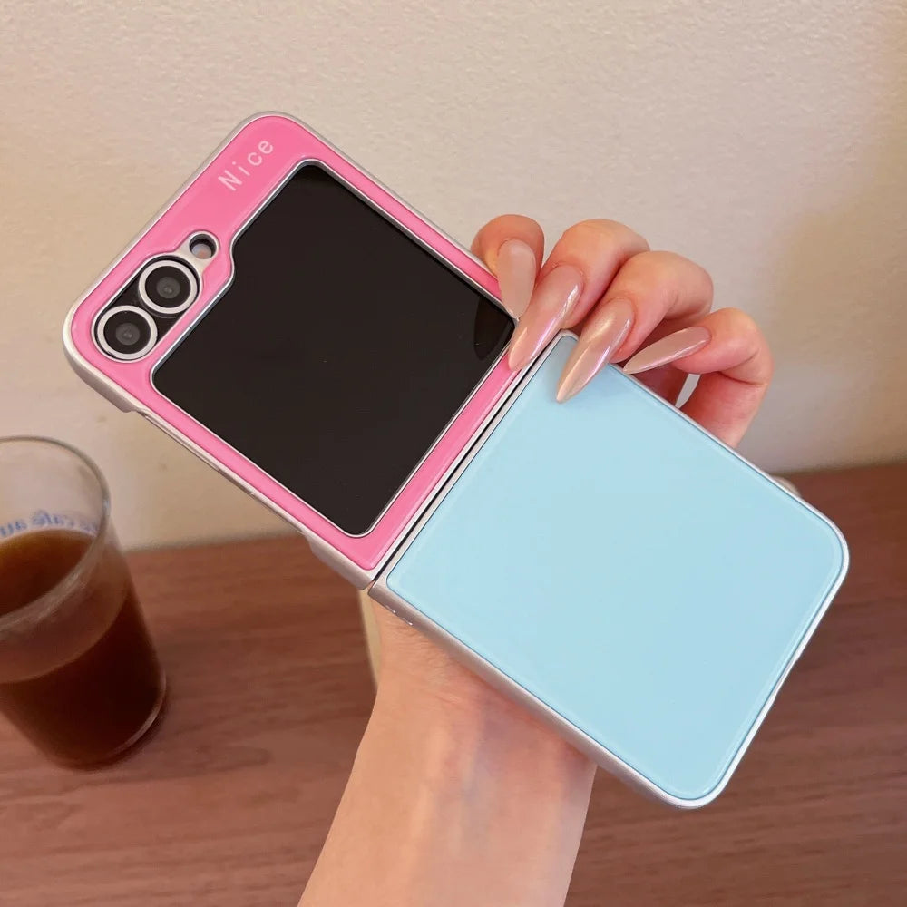 Cute INS Dopamine Colors Gradient Case for Samsung Galaxy Z Flip 8 6 5 Flip 7 3 4 Zflip8 Acrylic Hard Shockproof Cover
