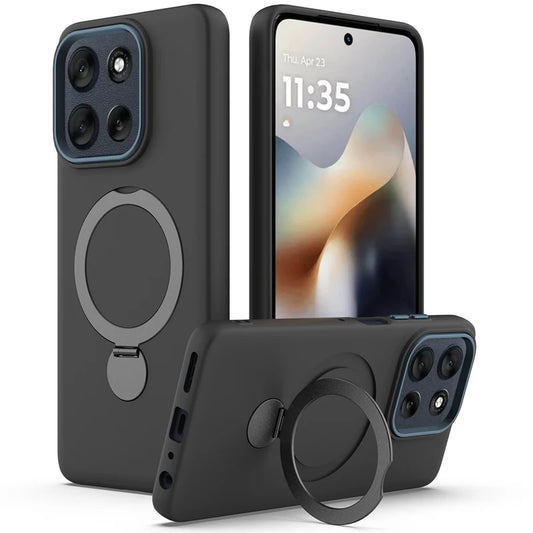 Solid Color Liquid Silicone Phone Case for MOTO  Motorola Edge 60 Pro Fusion 50 Neo G96 G86 Bracket Magnetic Velvet Back Cover