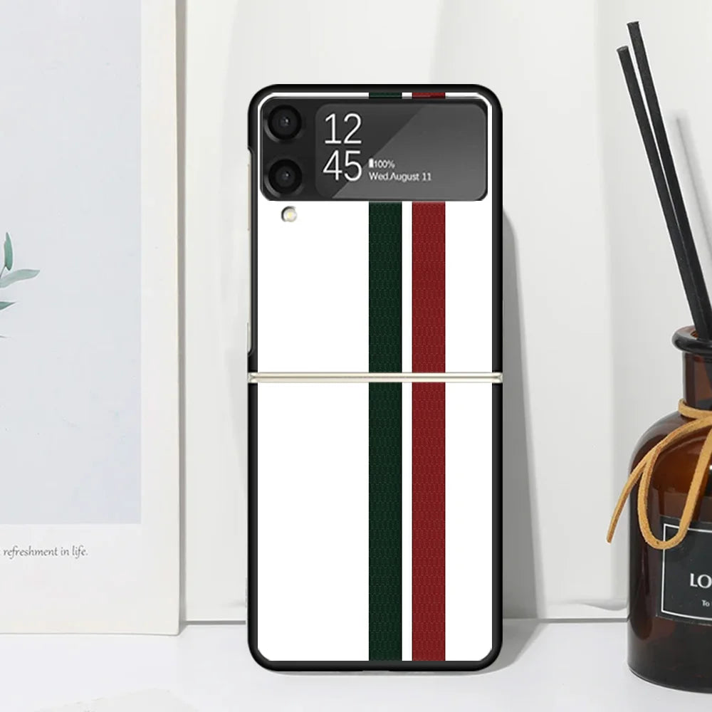 Luxury Sports Line Cool Stripes Phone Case For Samsung Galaxy Z Flip 7 Flip7 Zflip 6 Flip6 5 Flip5 4 Flip4 3 Flip3 5G Fundas Bla