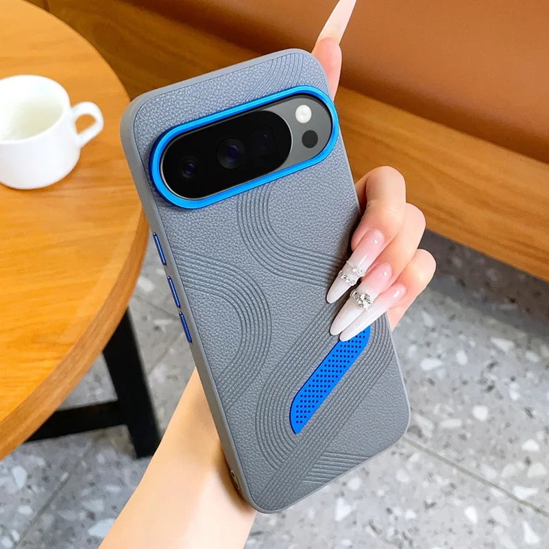 Blue Ventilated Phone Case For Pixel 11 Pro Google 11 10a Pixel 10 Pro XL 9a 9 Lens Ring Raised Protective Cover