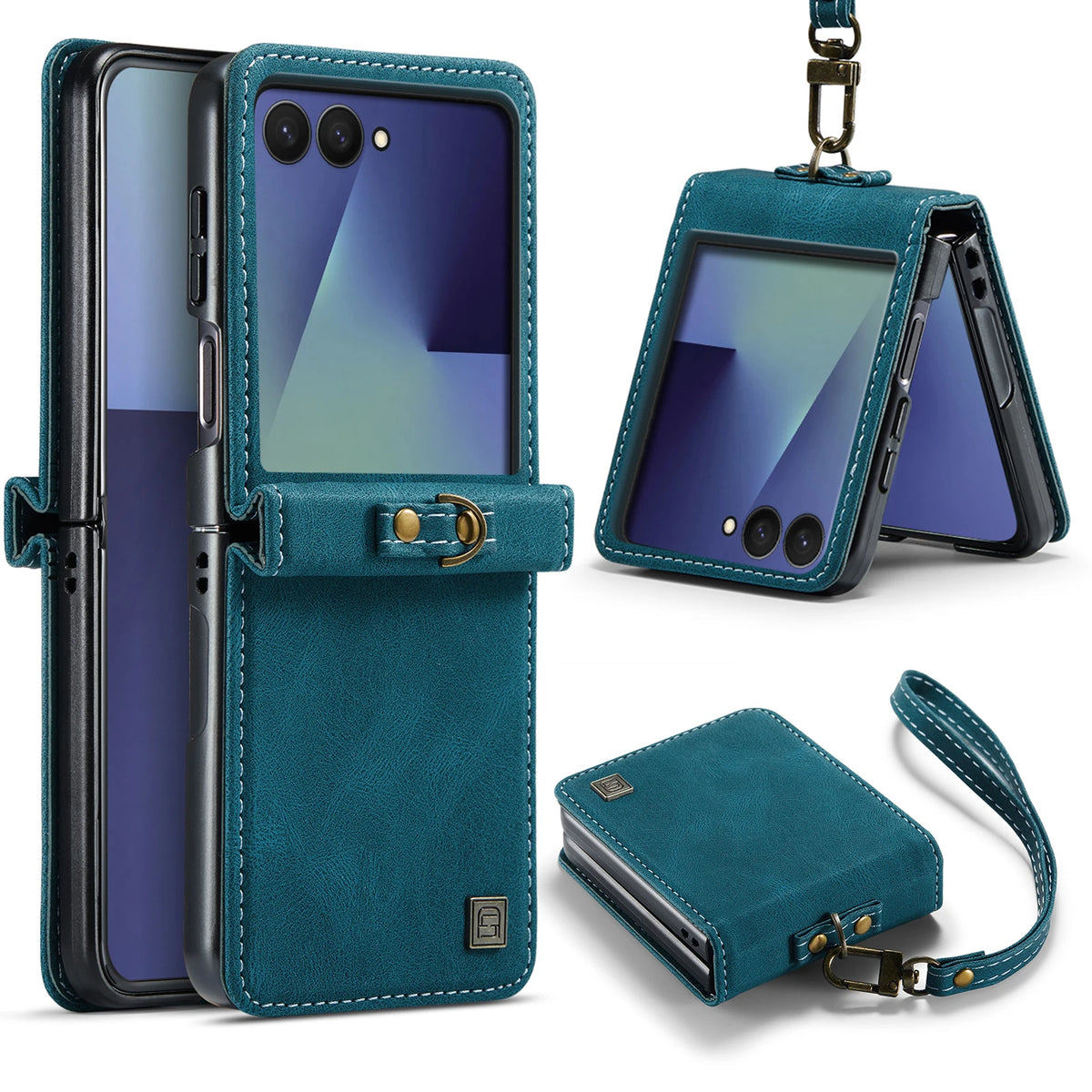 Retro Wrist Strap Leather Phone Case for Samsung Galaxy Z Flip 8 7 FE 6 5 4 Shockproof Comfortable Grip Slim Fit Portable Cover