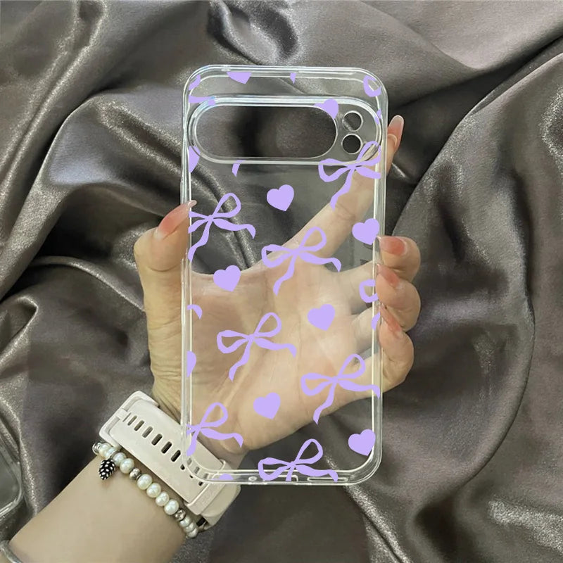 Cute Star Bow Phone Case for Google Pixel 10 9 9Pro XL 8A 8Pro 8 7 7A 7Pro 5G Hot Christmas Soft TPU Clear Cover Fundas