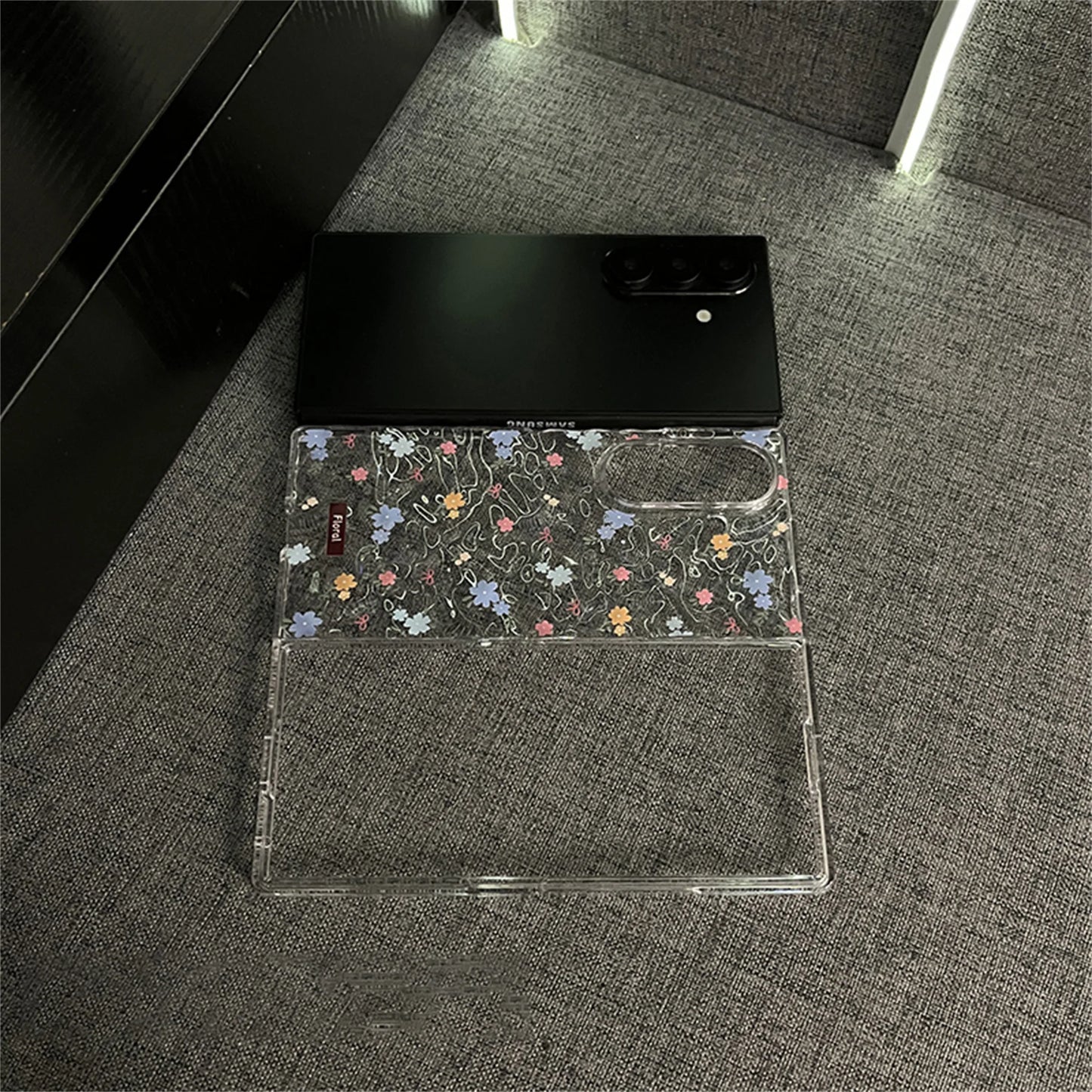 Cute Fresh Transparent Wrinkle Floral Flowers Phone Case for Samsung Galaxy Z Fold 6 Z Fold6 Fold7 Shockproof Back Cover