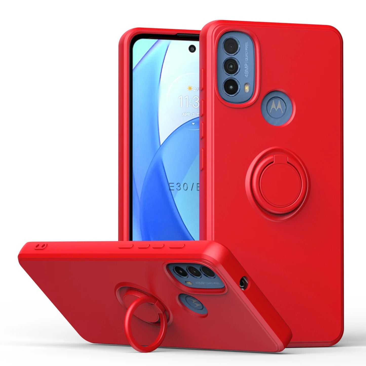 Liquid Silicone Magnetic Ring Holder Case for Motorola Moto G9 Plus Power Play One Fusion G60S G60 E30 E40 Cover with Lanyard