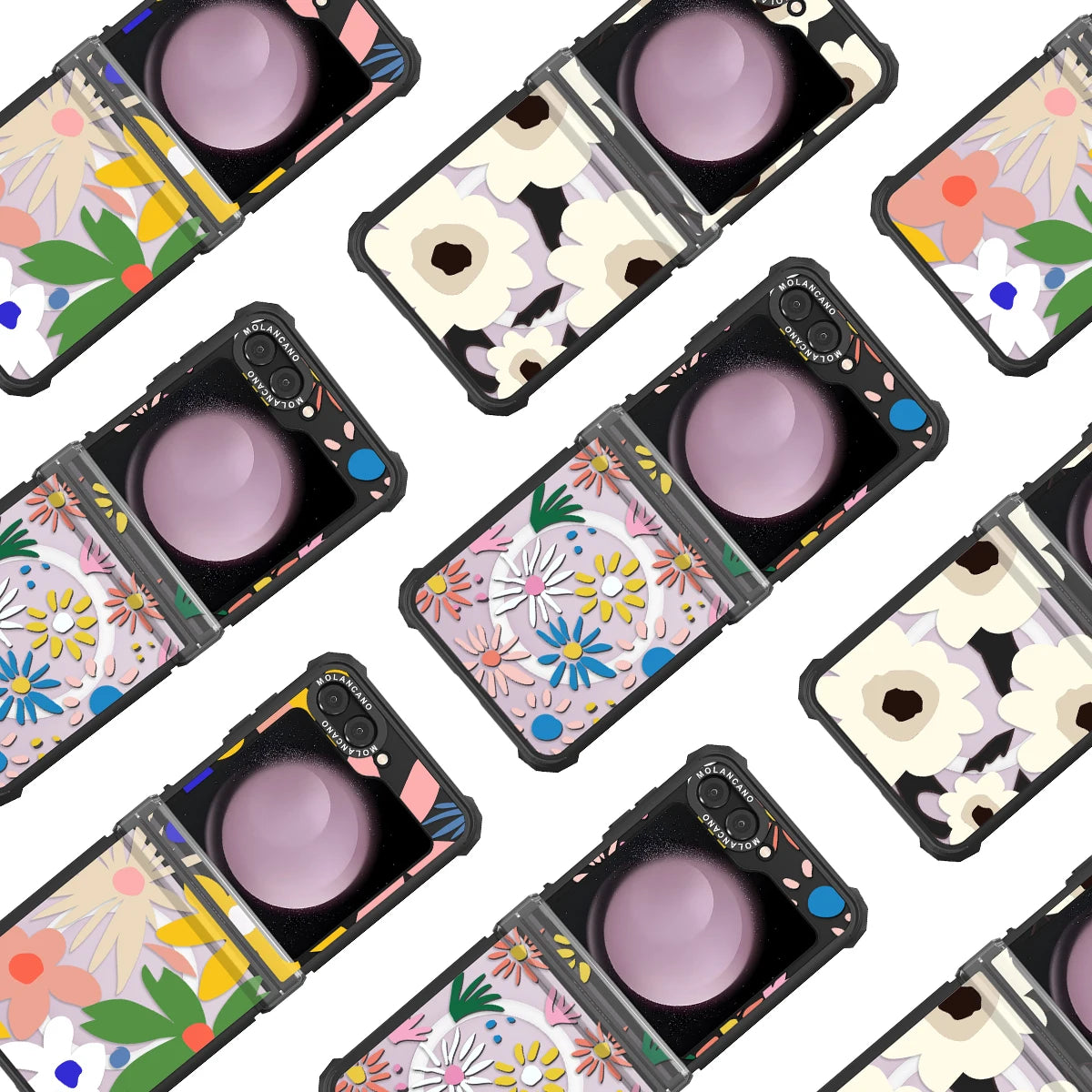 Molancano case for Samsung Galaxy Z Flip 6 5 4  with Floral Pattern Design Flexible Bumper Shockproof Protective Cover for Girl