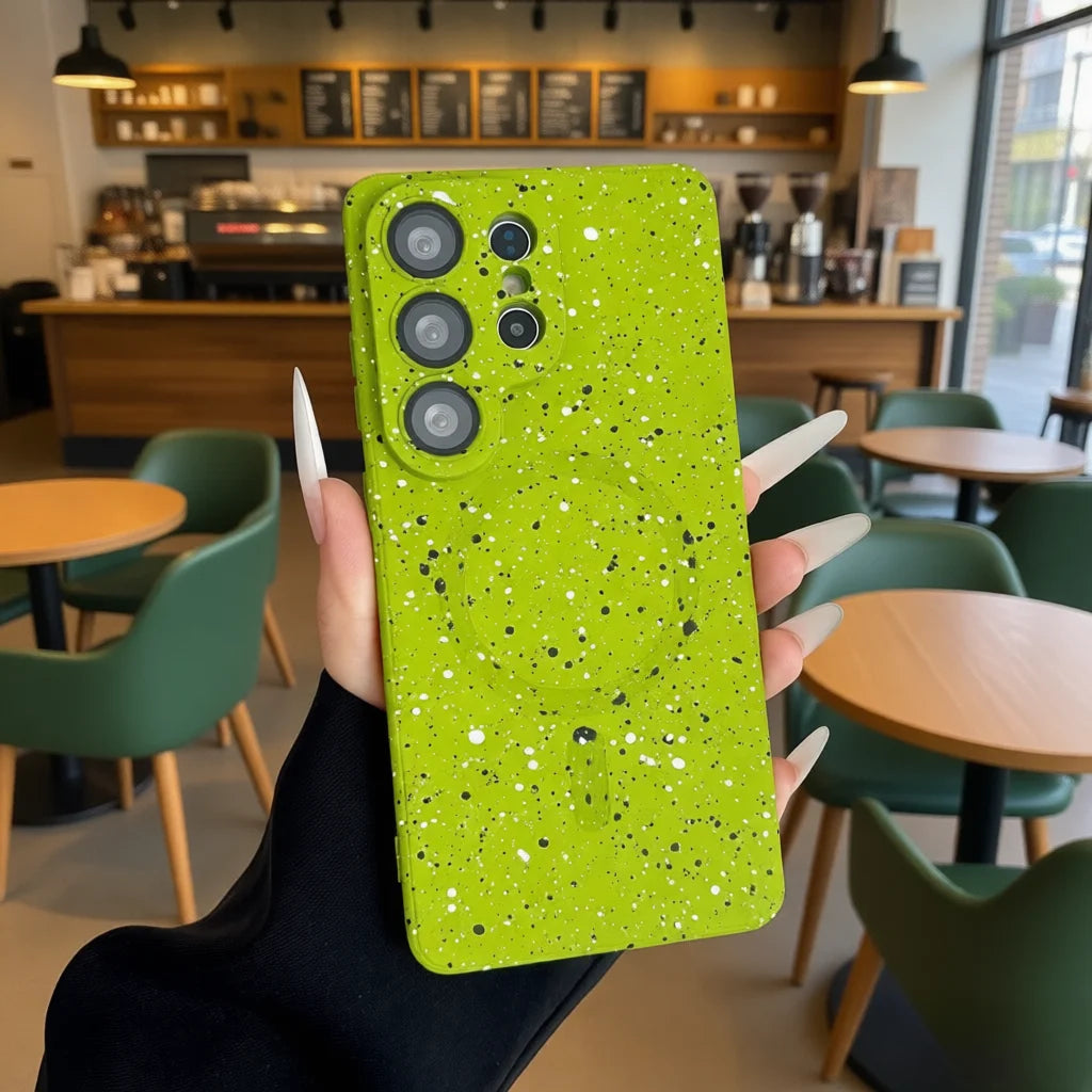 Glitter Ink Splashing Graffiti Magnetic Case for Samsung Galaxy S26 Ultra S25 S24 S23 S22 S21 Plus A55 A36 A17 TPU Soft Cover