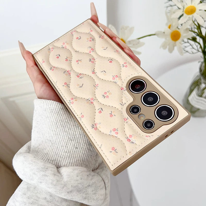 Luxury Leather Floret Bracelet Cover Case For Samsung Galaxy S25 Ultra S24 Plus S23 S24 S25 Mobile Phone Case