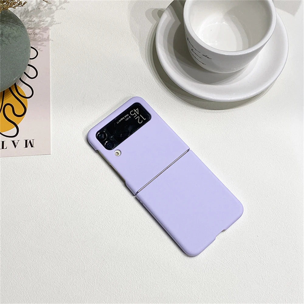 Candy Color Frosting PC Case For Samsung Galaxy Z Flip 6 5GFor Z Flip5 Flip3 Flip4 Ultra Thin Solid Color Hard PC Back Cover