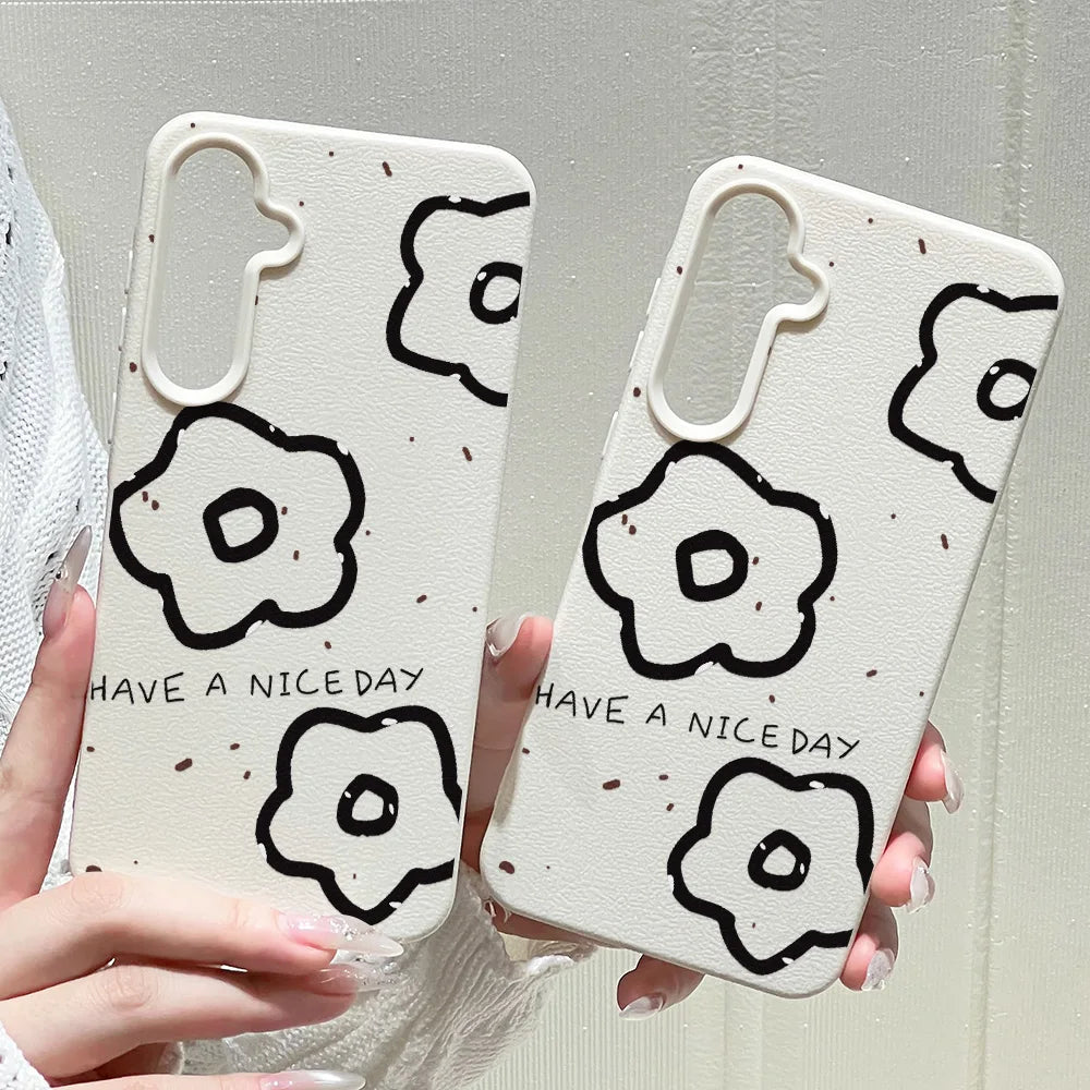 Flower Lichee Pattern Phone Case For Samsung Galaxy A56 5G A16 A17 A55 A36 A53 A35 A06 A07 A26 A34 S25 Ultra S24 FE S23 Cover