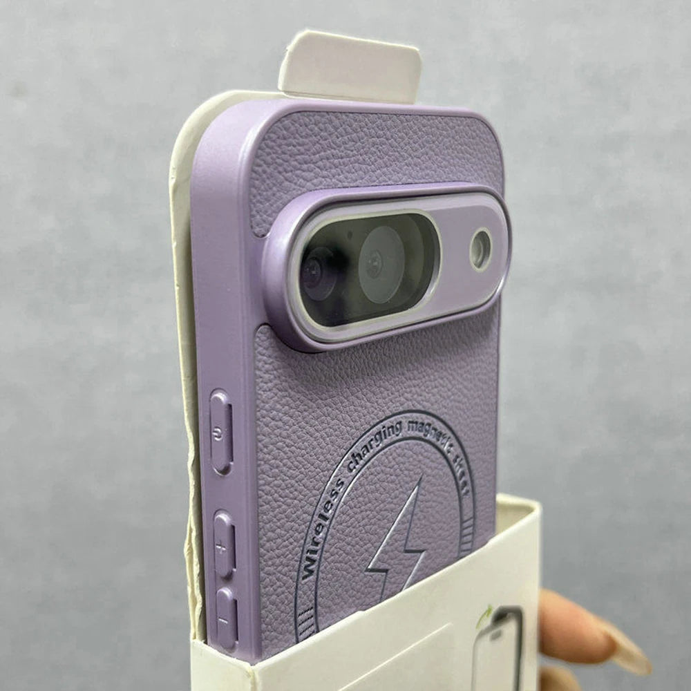 Original Embossed Lightning Leather Magnetic Phone Case For Google Pixel 8 9 10 11 Pro XL 10A 9A 8A For Magsafe Shockproof Cover