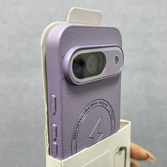Original Embossed Lightning Leather Magnetic Phone Case For Google Pixel 8 9 10 11 Pro XL 10A 9A 8A For Magsafe Shockproof Cover