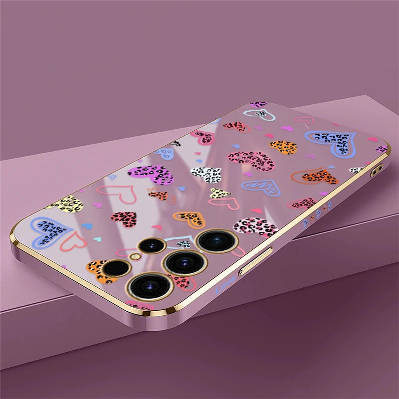 For Samsung Galaxy S25 Ultra Phone Case Cute Cartoon Love Heart Pattern Cover For Samsung S22 Ultra S21 Plus S24 Plus S23 FE