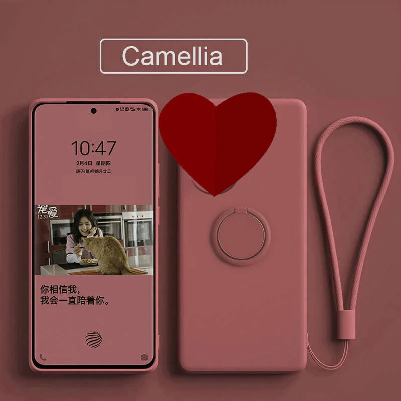 Case for Motorola Edge 60 Fusion Finger Ring Stand Holder Slicone Cover for Edge 60s50Neo Solid Color Lens Protection Soft Funda