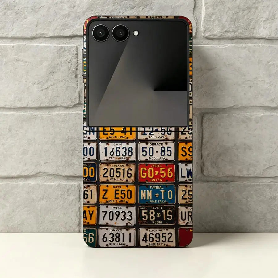 Retro License Plate Phone Cover Case for Samsung Galaxy Z Fold 7 6 5 4 3 Z Flip 7 6 5 4 3
