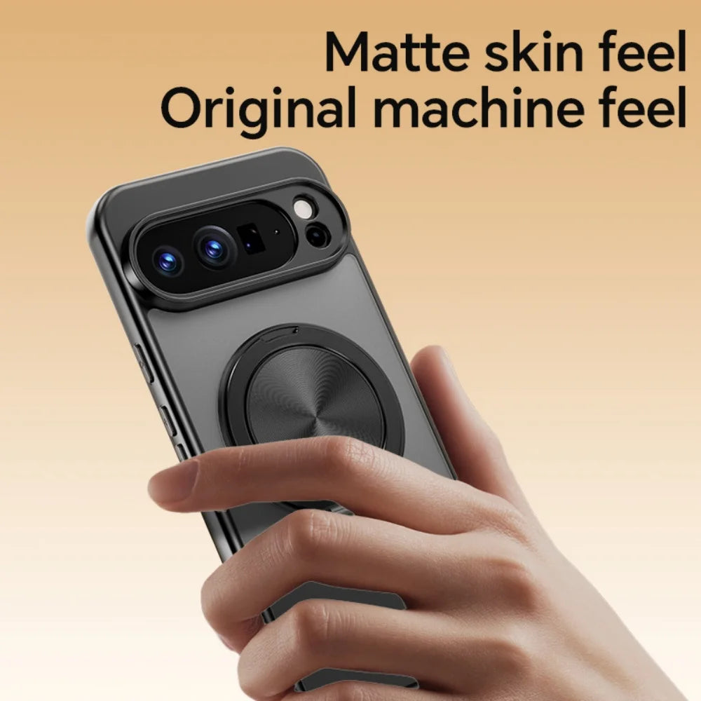 Luxury 360 Rotate Bracket Case for Google Pixel 10 Pro XL 9A Slim Matte Translucent Stand Holder PC Shockproof Cover