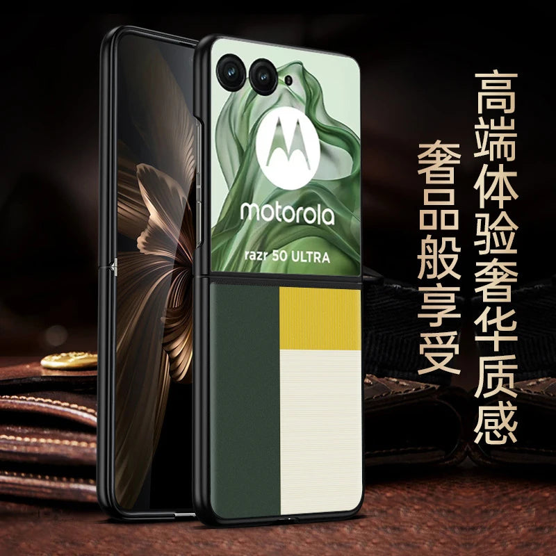 For Motorola Razr 50 Ultra Case Luxury PU Leather Fashion Skin Protective Back Cover Case For Moto Razr 50 50Ultra Phone Shell