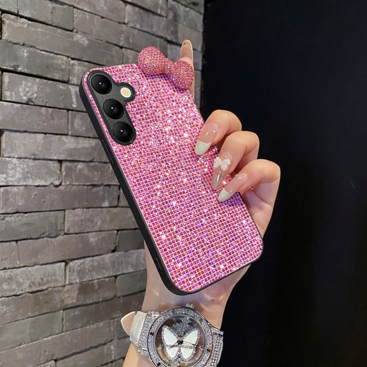 Fashion Cute Drill Pink Butterfly TPU Phone Case For Samsung Galaxy S22 S23 S25 Edge S24 FE Plus Ultra Glitter Protective Case