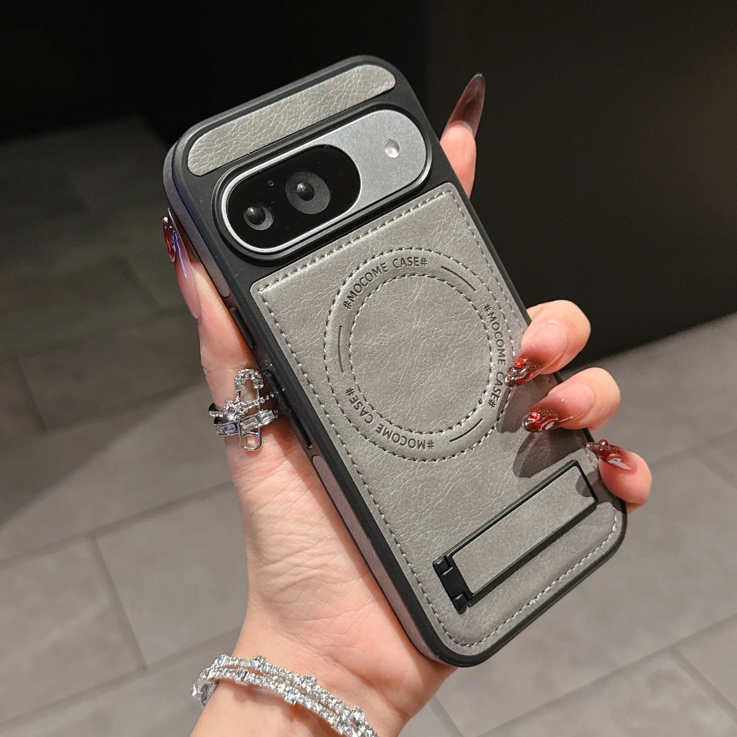 PU Leather Mag-safe Wireless Charge Case for Google Pixel 10 9 Pro XL 9A 8 Magnetic Invisible Bracket Cover Stand Holder Shell