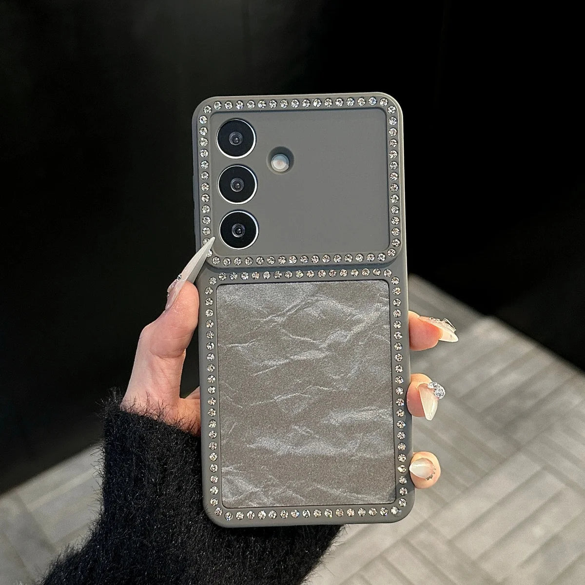 Fashion Snow Mountain Velvet Glitter Diamond Phone Case For Samsung S26 S25 S24 FE Ultra Plus Camera Protection Shockproof Cover