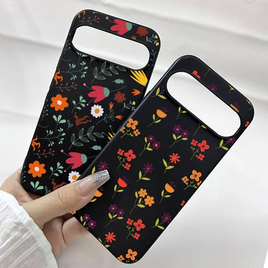 Luxury Flower Leaf Pattern Phone Case For Google Pixel 10 9 Pro XL 8A 8 Pro 7 6A 5G INS Cute Floral Black Soft Silicone Cover
