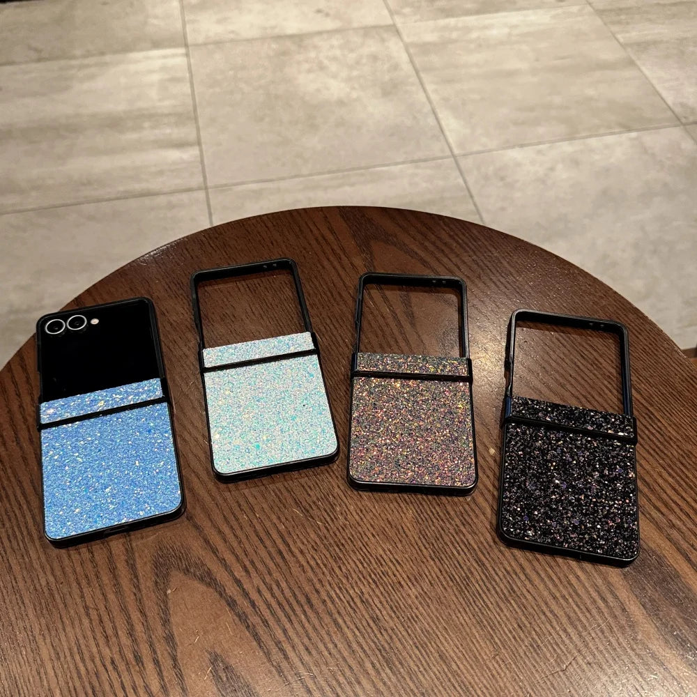 Z Flip7 Case Luxury Bling Sequin Glitter Sequin Phone Case for Samsung Galaxy Z Flip 7 6 5 4 3 5G Hinge Protection Hard PC Cover
