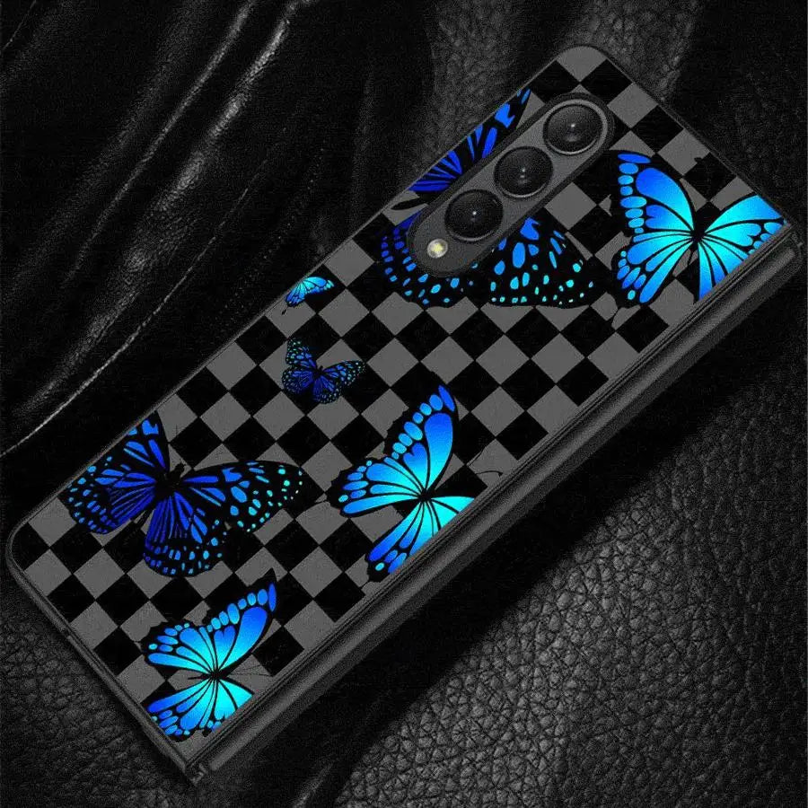 Black Flower Cases for Samsung Galaxy Z Fold6 Z Fold3 ZFold4 Z Fold5 5G Z Fold4 5G Coque Bumper Shockproof Cover