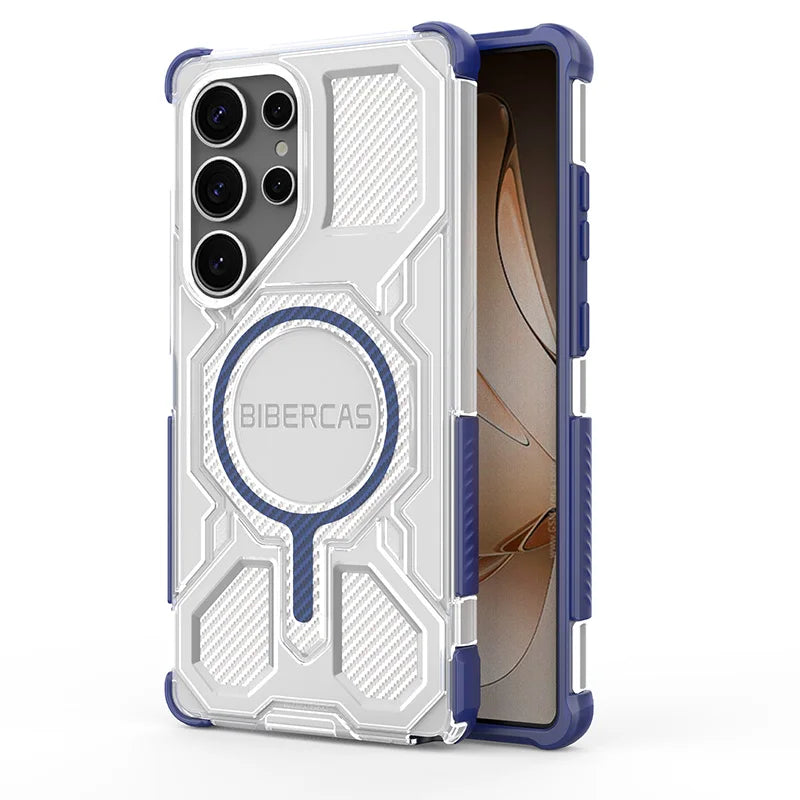 BIBERCAS Translucent Magnetic Case For Samsung Galaxy S26 Ultra S26Plus S25 Edge Wireless Charging TPU Frame Plastic Back Cover