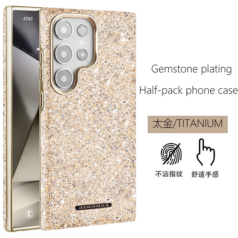 For Samsung Galaxy S24 S25 Ultra S25 Plus Electroplated Flash Powder Magsafe Phone Cas Fall Prevention Wireless Charging Cover
