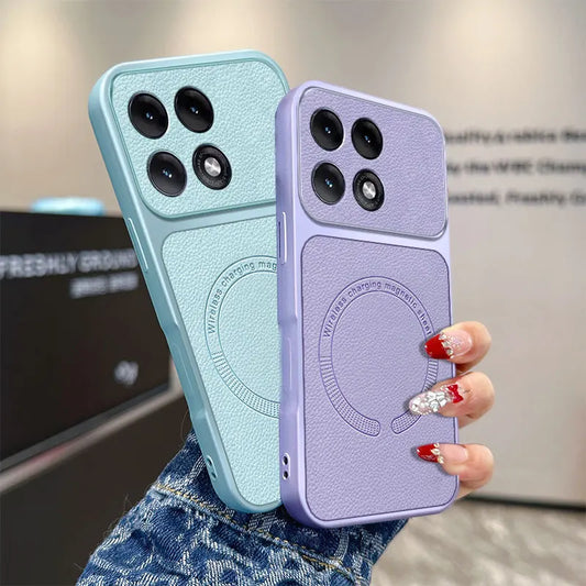 Vegan Leather Magnetic Case for Motorola Moto Edge 70 60 Fusion 60s Pro G05 E15 G15 Powe G17 Full Camera Shell for Magsafe Cover