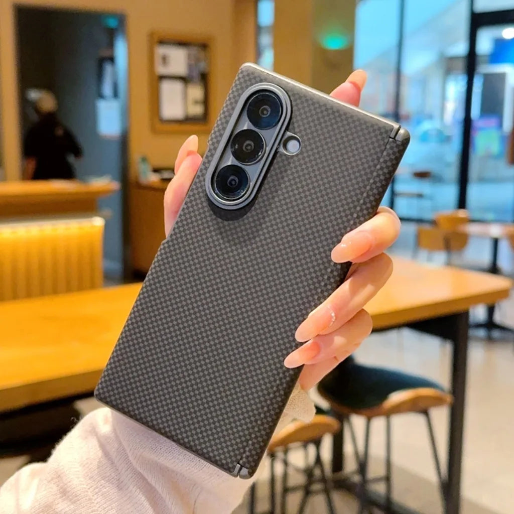 Carbon Fiber Texture Hinge Protection Magnetic Phone Case For Samsung Galaxy Z Fold 8 7 Fold8 Fold7 5G Electroplated Back Cover