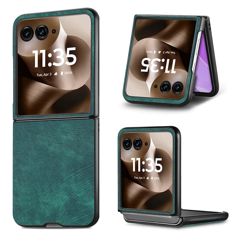Case For Motorola Razr 60 Ultra 2025 50 Ultra 40 Ultra Razr Plus 2024 Retro PU Leather Hard Shockproof Mobile Phone Case Cover