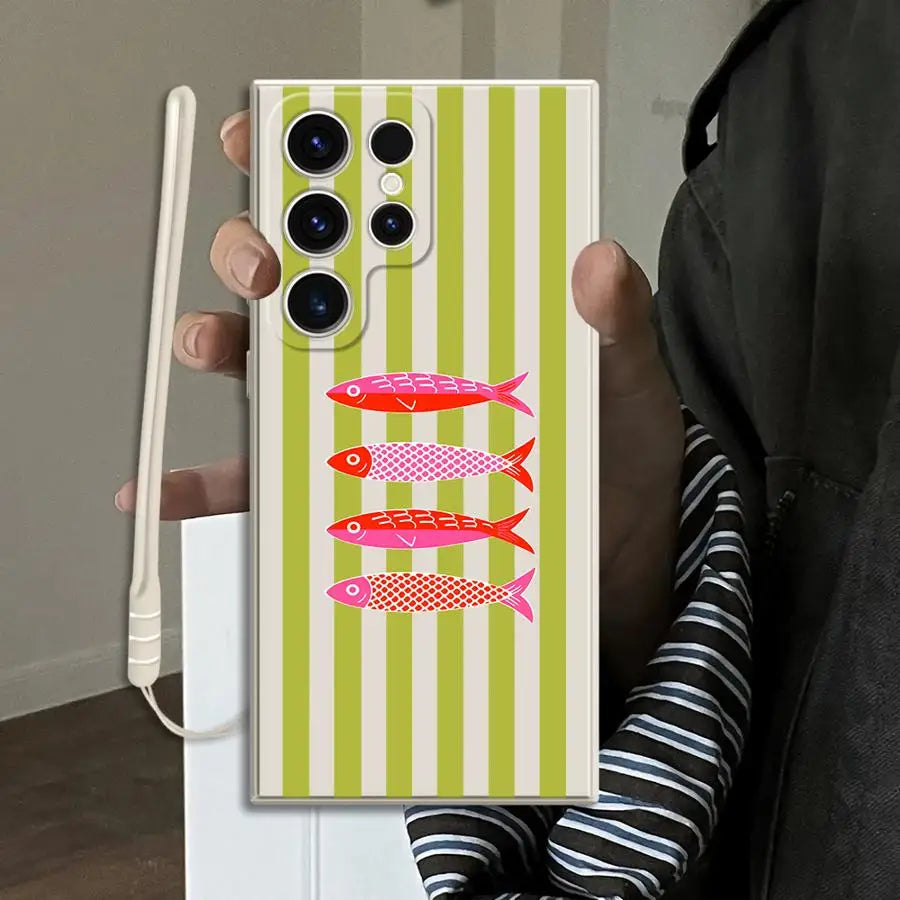 Case for Samsung Galaxy S26 Ultra S25 Plus S23 S20 FE S21 Note 20 10 S22 S24 Phone Cover Color Fish Funny Fashion