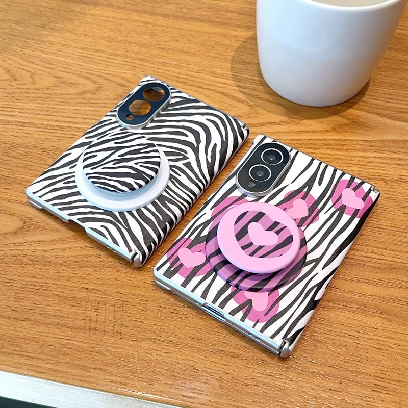 For Samsung Galaxy Z Fold 8 Wide Case Stylish Stand Unique Contrasting Color Texture Skin-friendly PU Leather Cover Shockproof