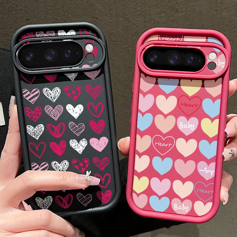 Cute Love Heart Phone Case For Google Pixel 8A 8 Pro 9 Pro XL 7A Shockproof Soft TPU Silicone Protector Cover For Pixel 7 8 Pro