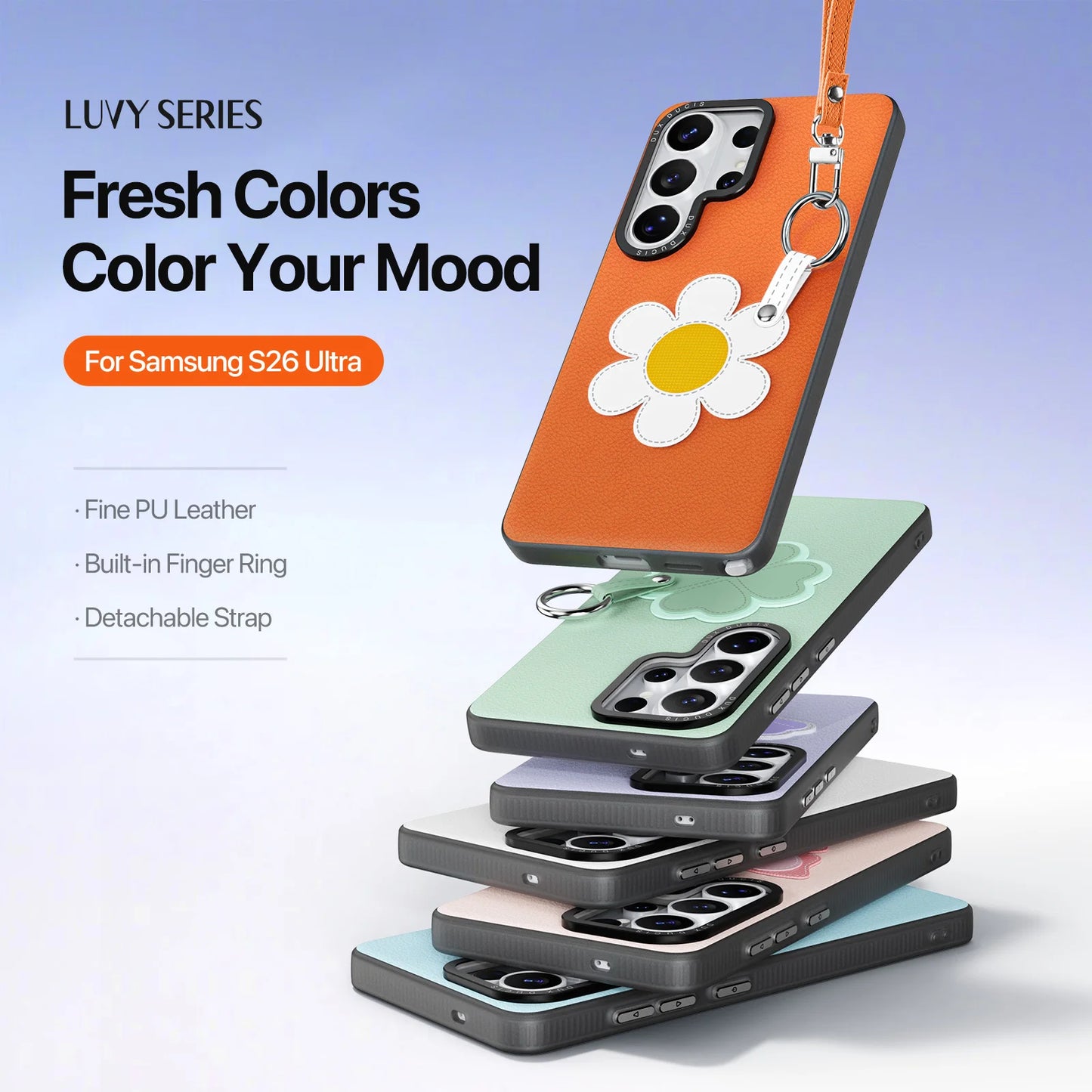 DUX DUCIS Ultra Thin Leather Case For Samsung Galaxy S26 Ultra S26 Plus with Shockproof Full Body Protection & Lanyard Design