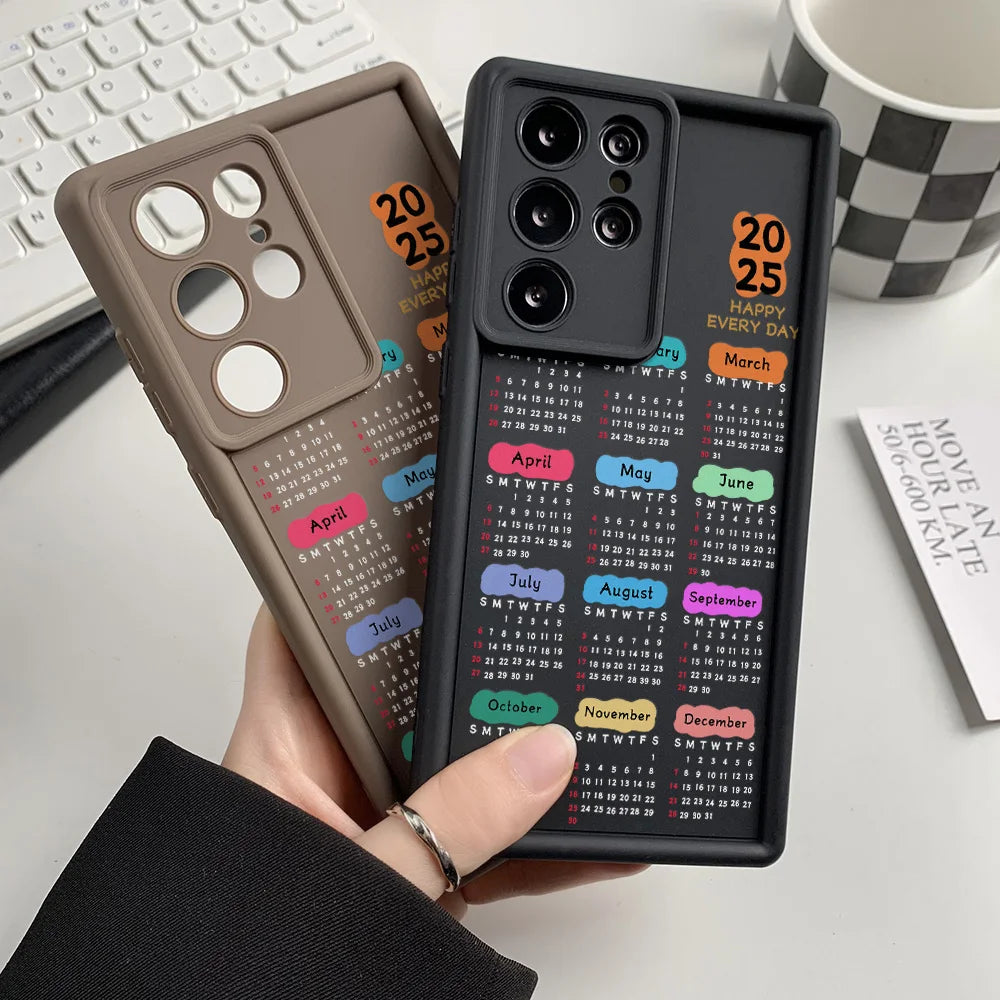 2025 New Year Calendar Phone Case For Poco M6 F5 X5 X6 Pro Case Xiaomi 15 Redmi Note 13 12 11 10 9 8 Pro 14C 13C 10C 12C Cover