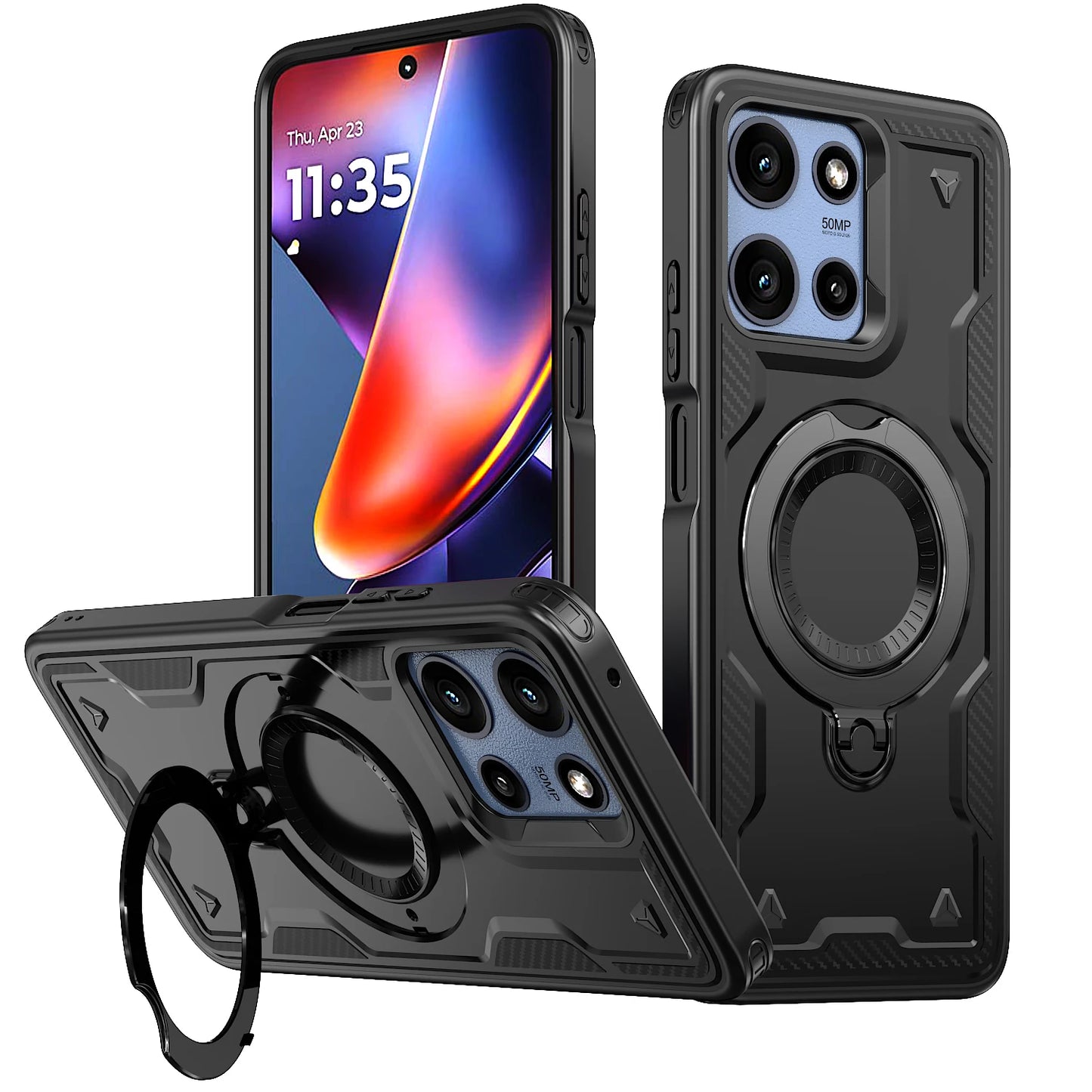 Ring Stand Holder Bracket Magnetic For Magsafe Cases For Motorola G Play Power Stylus Edge 4G 5G 2024 2025 Shockproof Hard Cover