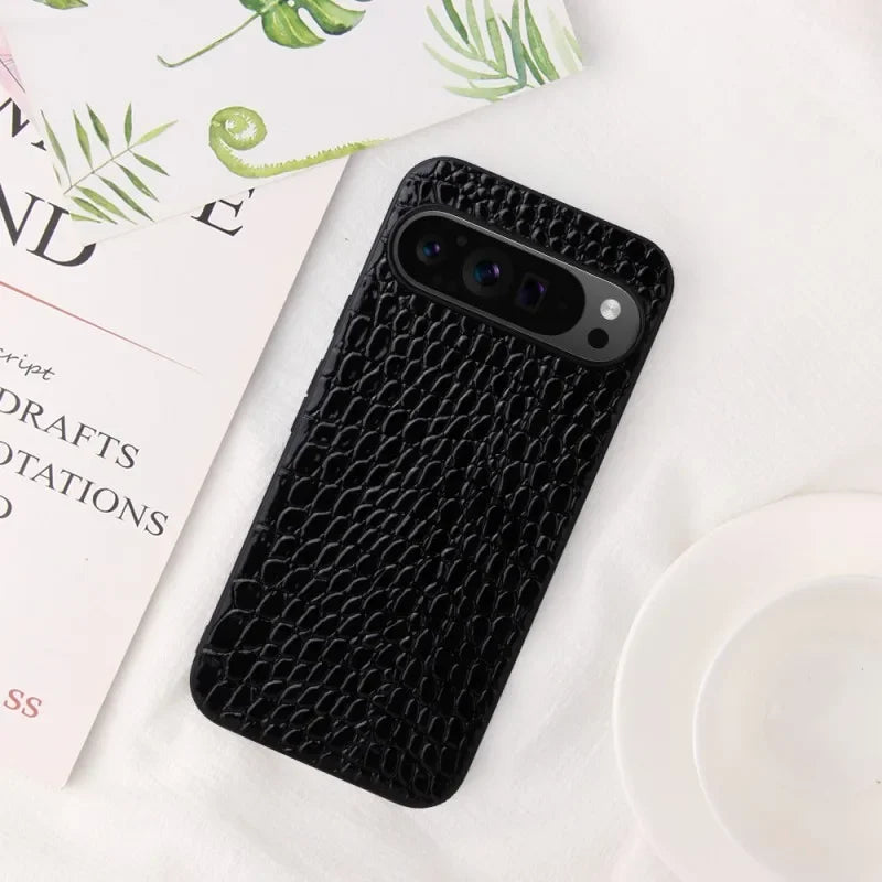 For Google Pixel 10 Pro 8 7 6 9 Pro XL 9A 8A 7A Leather Case With Finger Ring Holder Carbon Fiber Saffiano Leopard Print Cover