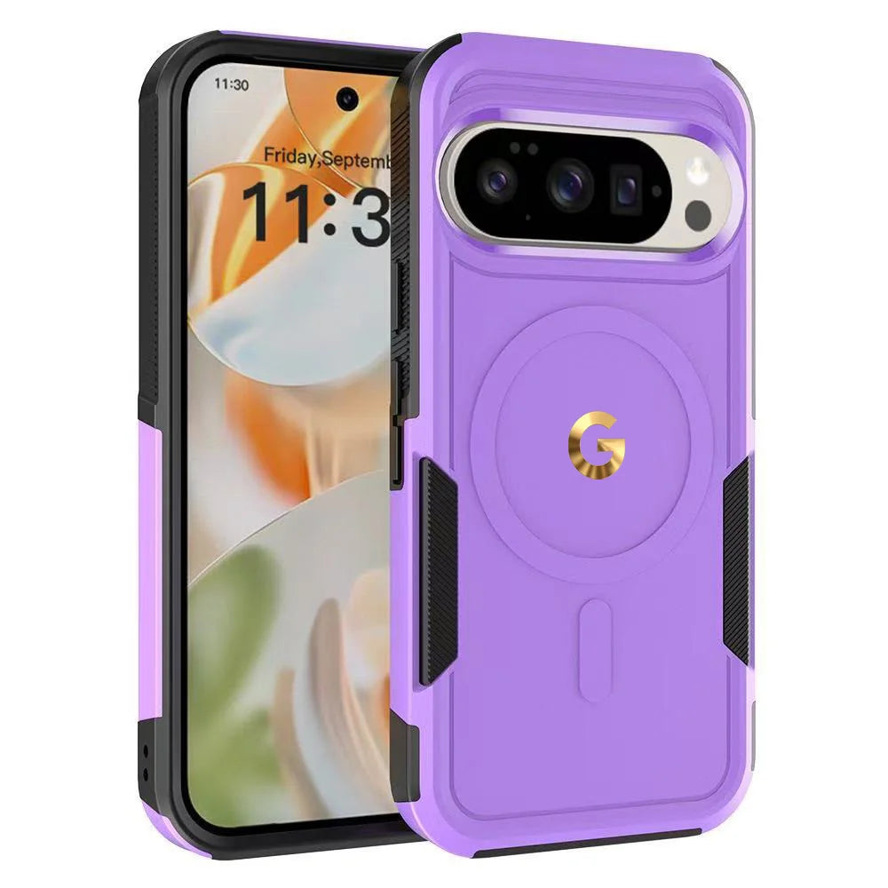 Premium 2IN1 Heavy Armor For Magsafe Magnetic Charging Case For Google Pixel 10 9 Pro XL Shockproof PC+TPU Matte Protector Cover
