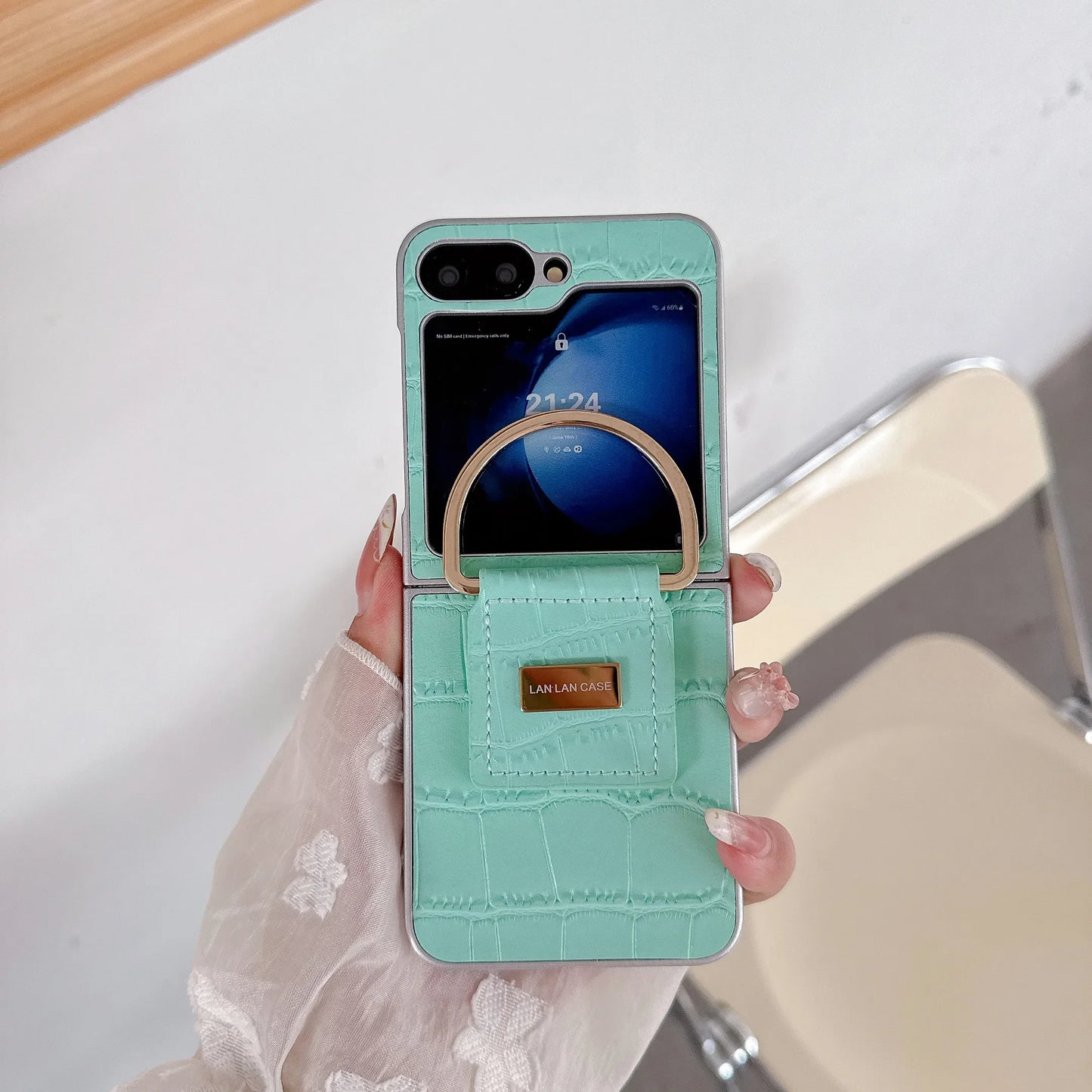 For Samsung Z Flip 7 6 5 4 3 Multi colored crocodile patterned metal buckle phone case