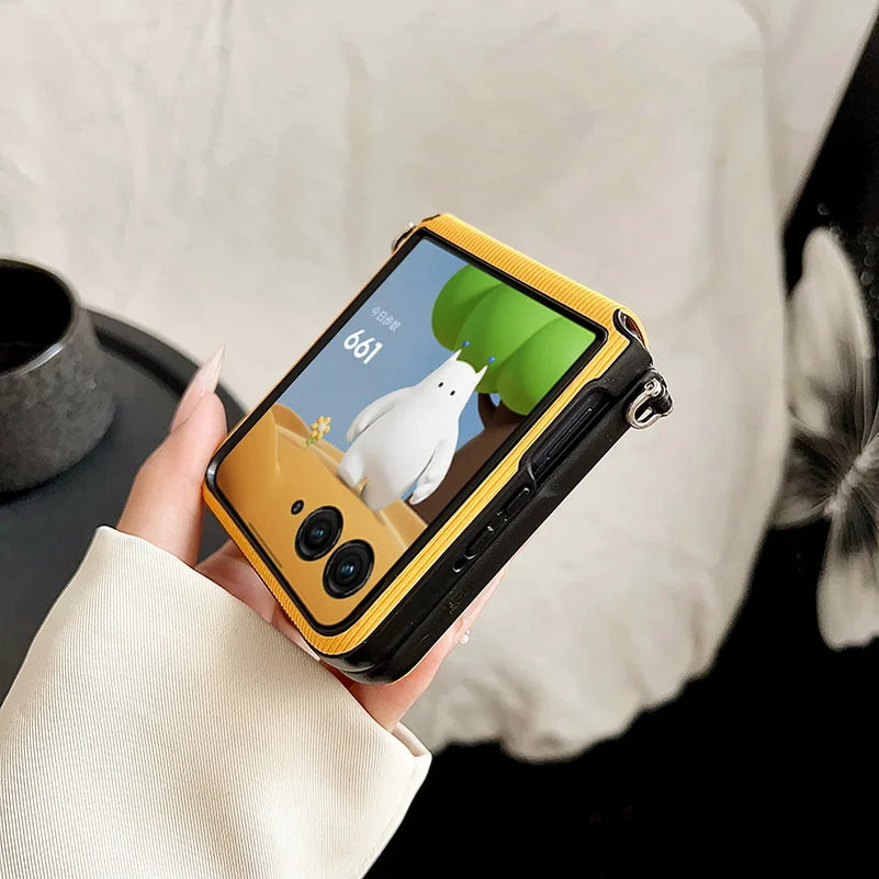 Vertical Bar Textured Candy with Side Buckle Phone Cases For Motorola Moto Razr 60 50 Ultra Razr60  Shockproof Protective Cover