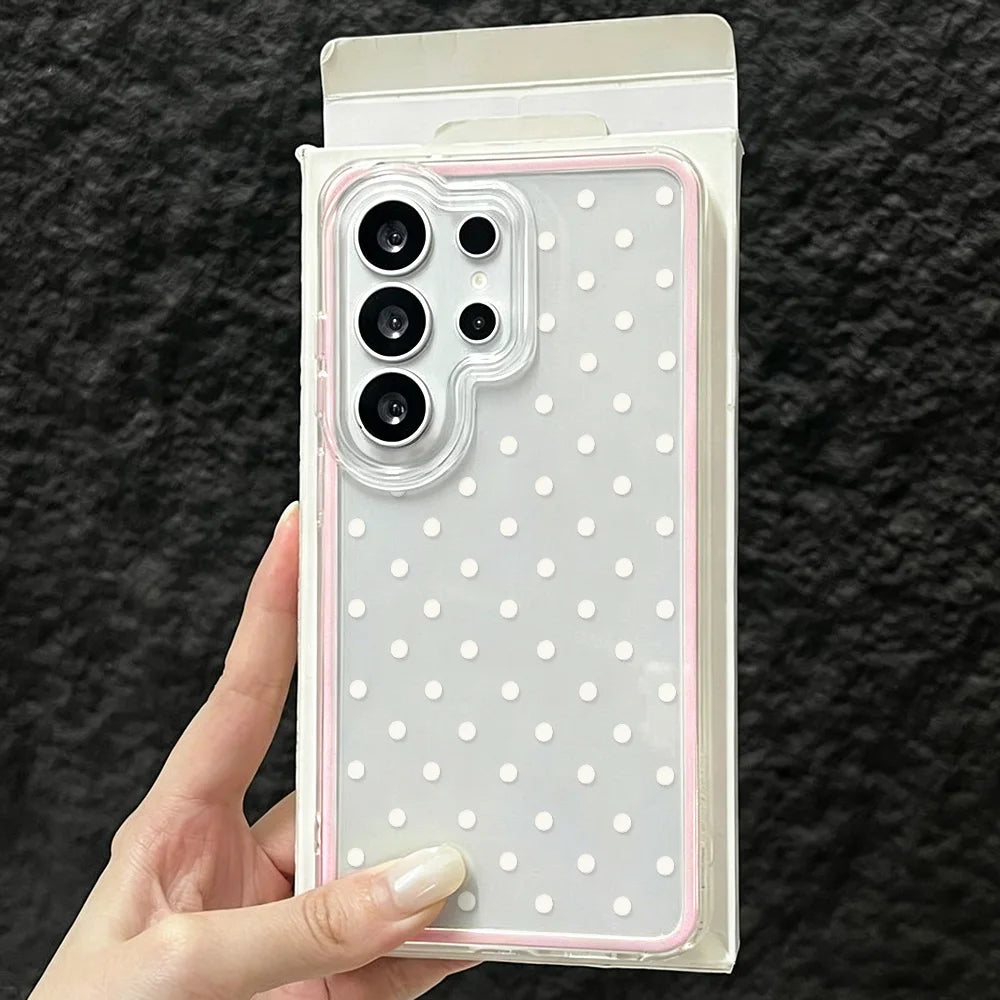 Cute Polka Dot Phone Case For Samsung A56 5g A57 S26 Ultra A55 A35 A34 A25 A07 A16 A37 A17 A53 A06 A05 S23 S24 S25 Glossy Cover