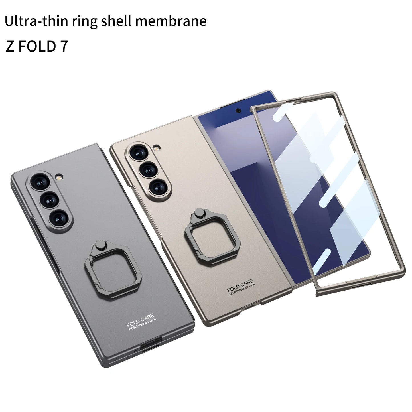GKK Original Case For Samsung Galaxy Z Fold 7 6 Ring Holder Front Screen Glass Ultra-thin Matte Cover For Galaxy Z Fold 7 Case
